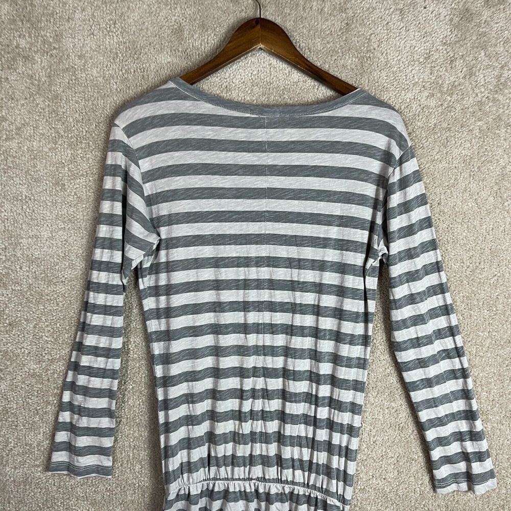 Sundry Sheath Dress Womens Size 3 L Gray Striped Long Sleeve Stretch Side Ruched - Picture 9 of 10